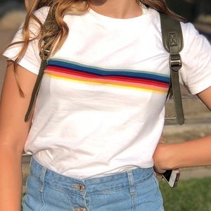 White and rainbow fitted t shirt